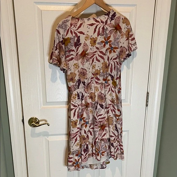 Lovestitch Floral Wrap Mini Dress in Pink and Yellow - Picture 3 of 3